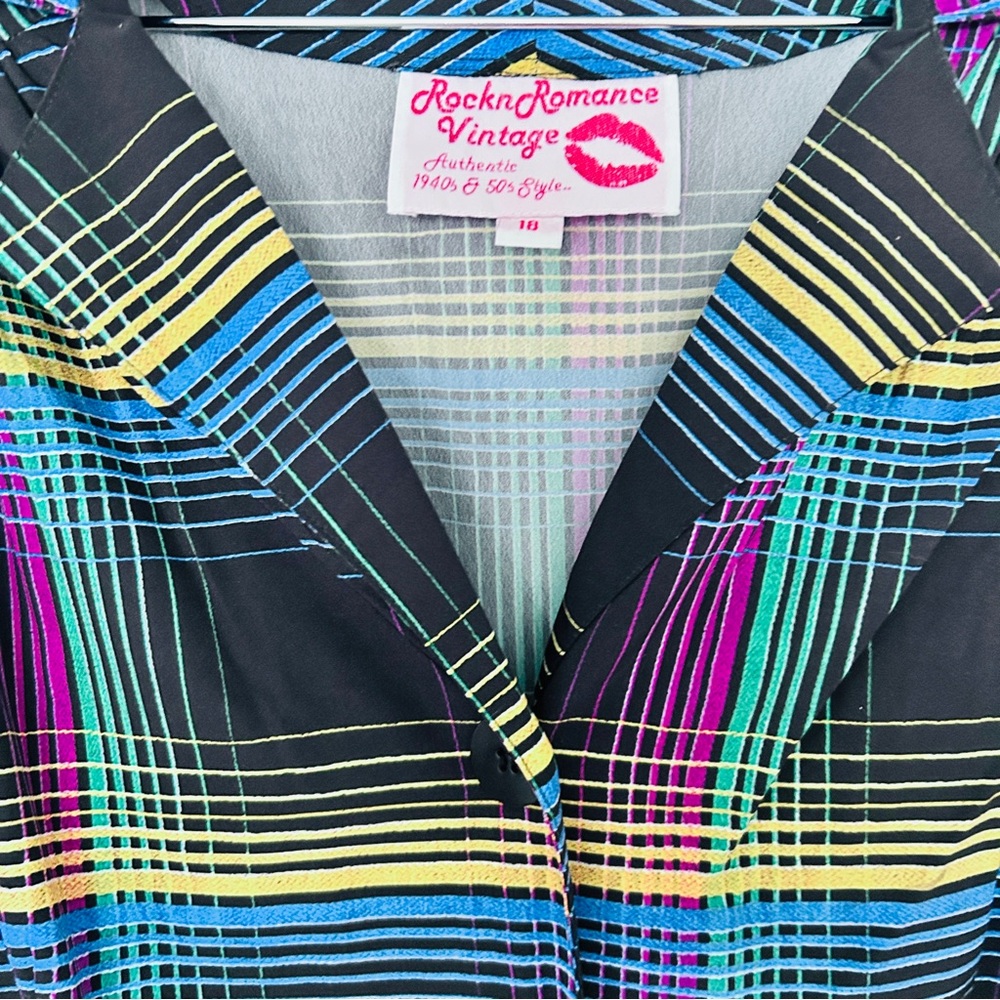 Rock n Romance 50s Charlene Neon Check Dress US Size 14